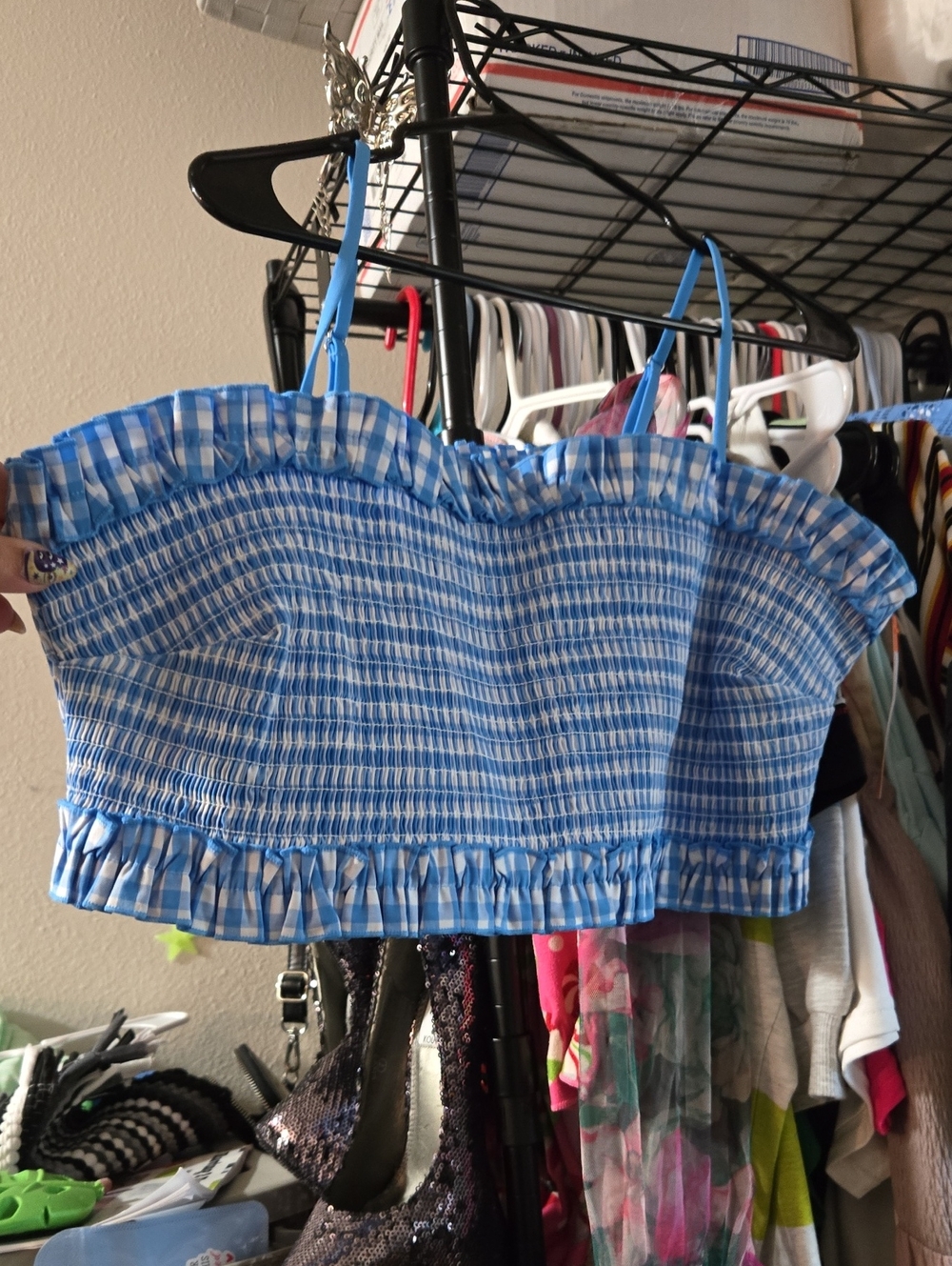 Candie's Light Blue Smocked Ruffle Crop Top